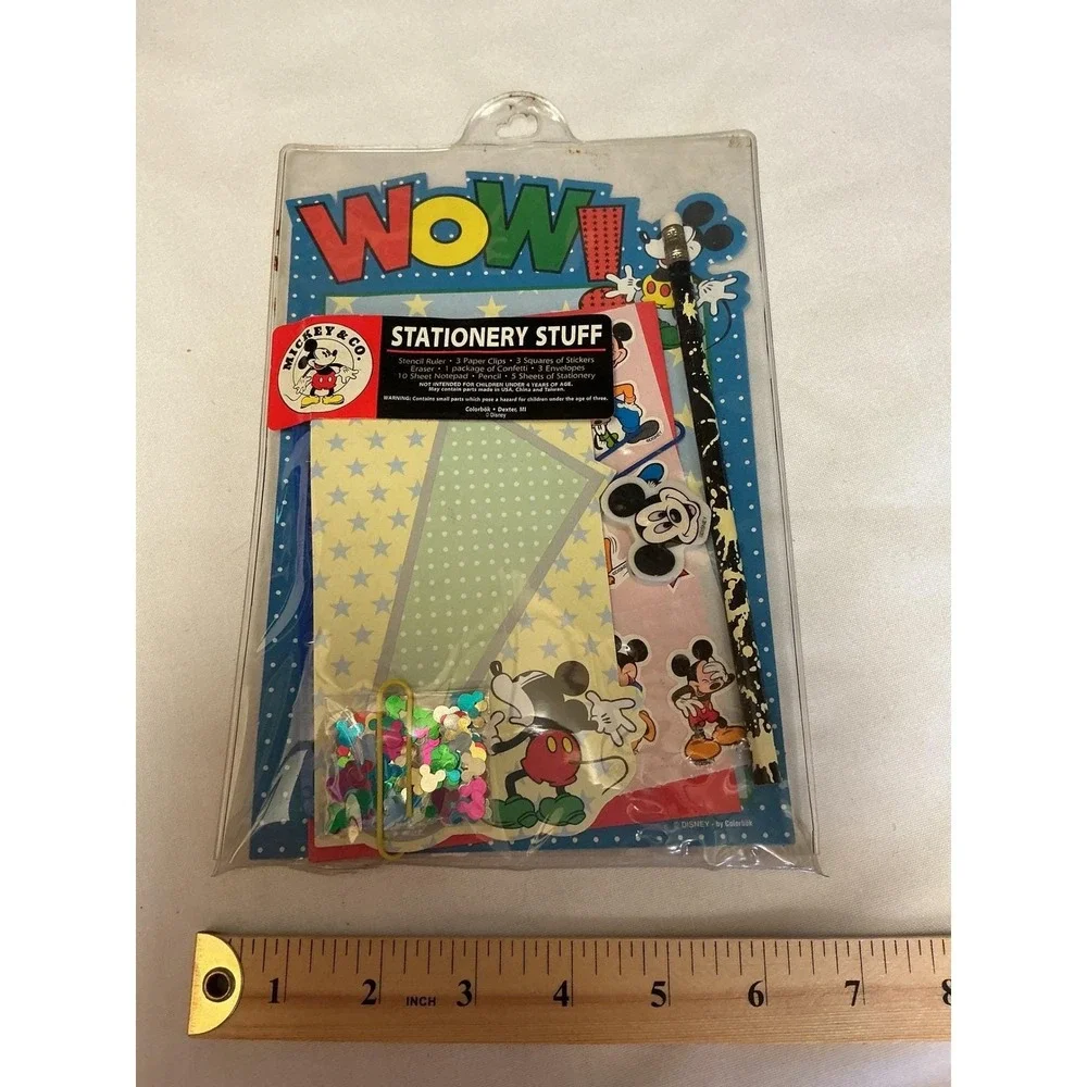 Vintage Mickey & Co Disney Stationery Stuff Set of 2 Stickers Eraser Pencil